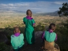 Idanga hill, primary school students contemplating the valley